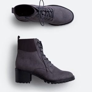 Gray Lace Up Boots